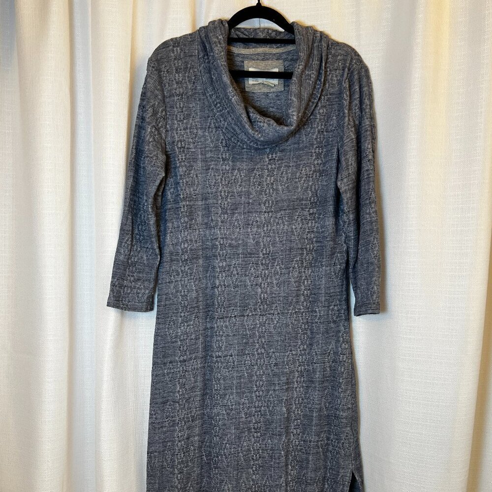 Anthropologie's Saturday Sunday Blue Cowl Neck 3/4 Sleeve Tunic Dress‎ Medium